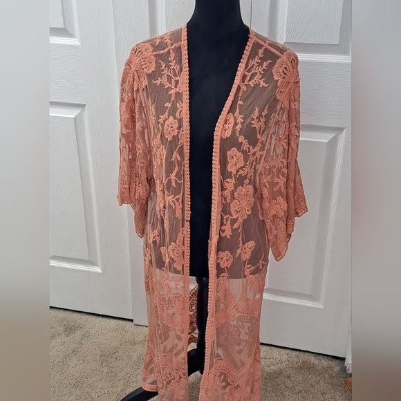 Polagram Pumpkin Orange Open Duster/Kimono Size M - Picture 1 of 9